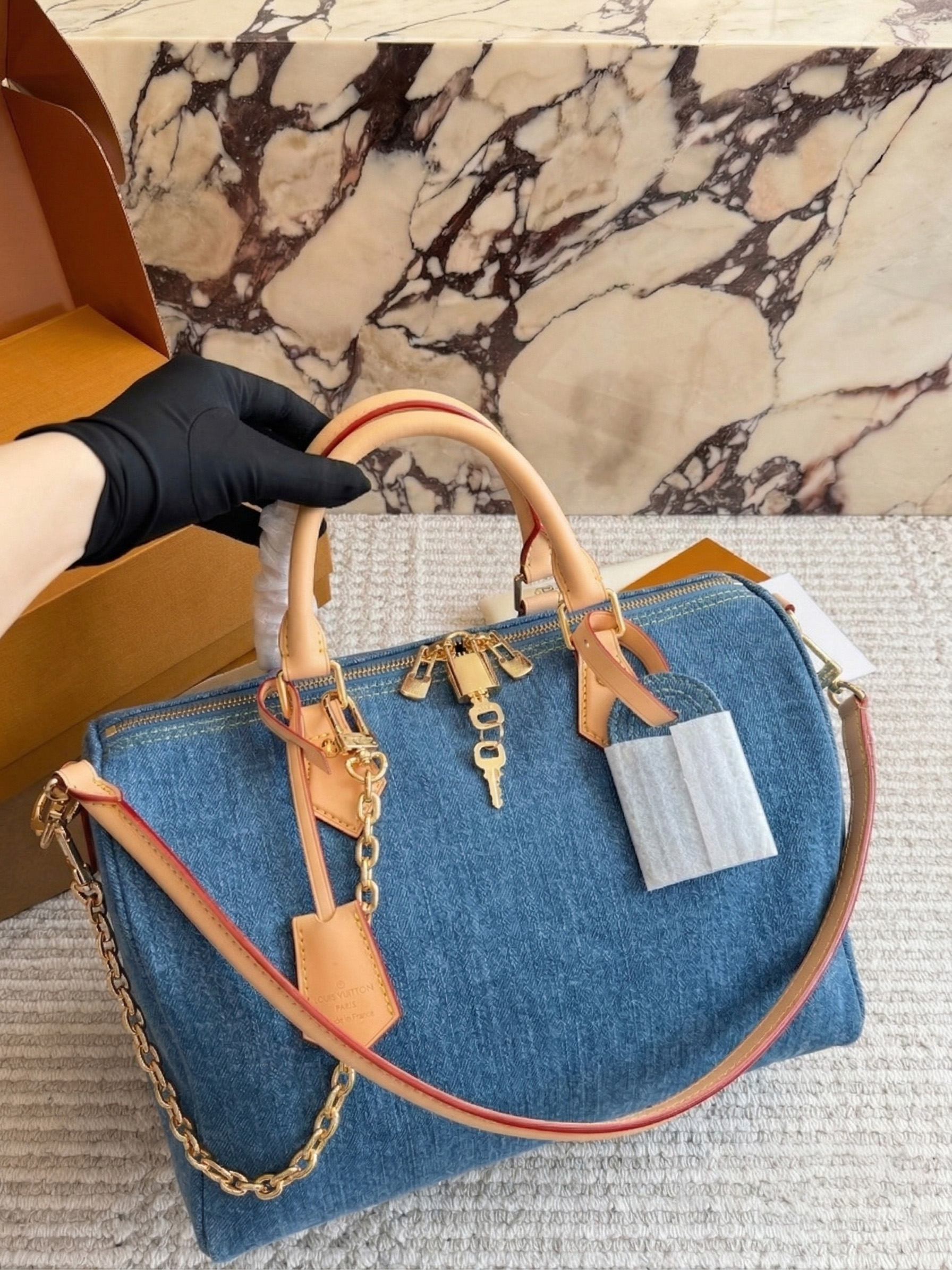 Premium Grade Womens Boston Duffle Bag Genuine Leather Classic Pattern Canvas Shoulder Bag Vintage Boston Crossbody Handbags Tote Fashion Purse Travel Bag PRPU