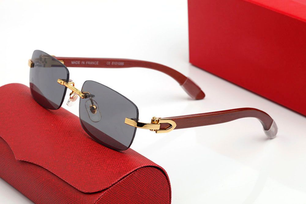 Designer Sunglasses Women Men Eyeglasses Polarized uv Protection Fashion Frameless Resin Lenses Alloy with Wooden Frame Eyeglass Luxury Sunglass Womens Lunettes - 4 of 9