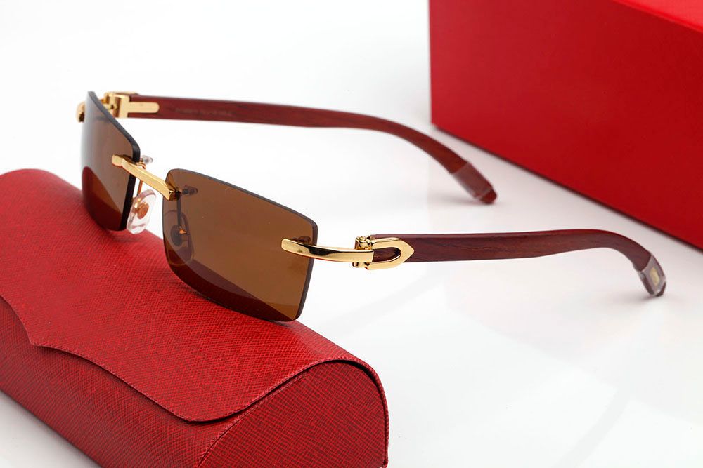 Designer Sunglasses Women Men Eyeglasses Polarized uv Protection Fashion Frameless Resin Lenses Alloy with Wooden Frame Eyeglass Luxury Sunglass Womens Lunettes - 7 of 9