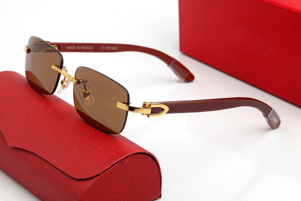 Designer Sunglasses Women Men Eyeglasses Polarized uv Protection Fashion Frameless Resin Lenses Alloy with Wooden Frame Eyeglass Luxury Sunglass Womens Lunettes - 5 of 9
