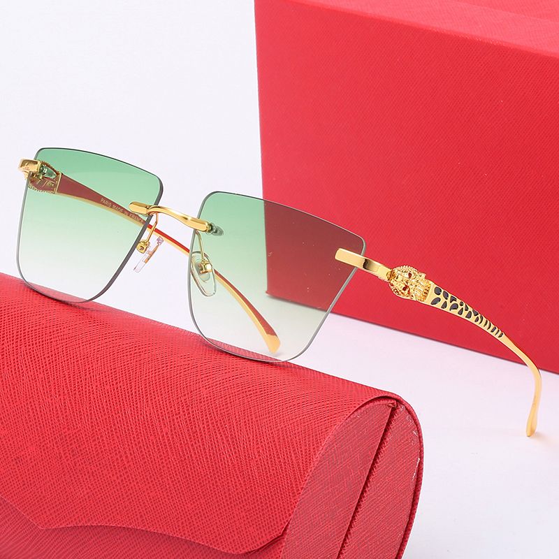 Sunglasses Women Mens Designer Sunglasses With Box Fashion Luxury Brand Glasses Frameless Overszied Designers Big Leopard Gold Eyeglass UV400 Sunglass Eyewear - 4 of 9