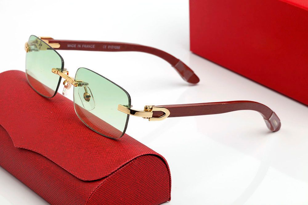 Designer Sunglasses Women Men Eyeglasses Polarized uv Protection Fashion Frameless Resin Lenses Alloy with Wooden Frame Eyeglass Luxury Sunglass Womens Lunettes - 8 of 9