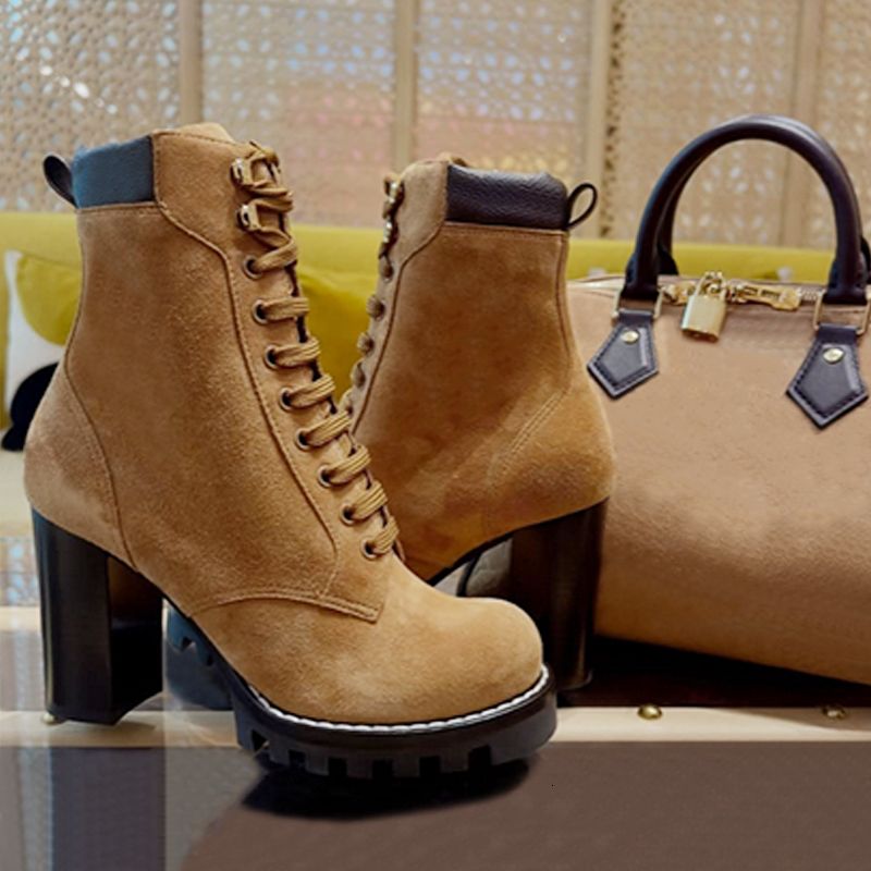 High Quality Designer Star Trail Ankle Boots Women Suede Calf Leather Platform Block Heel Lace Up Zipper Winter Combat Booties Daily Outdoor Shoes 1178 - 1 of 8
