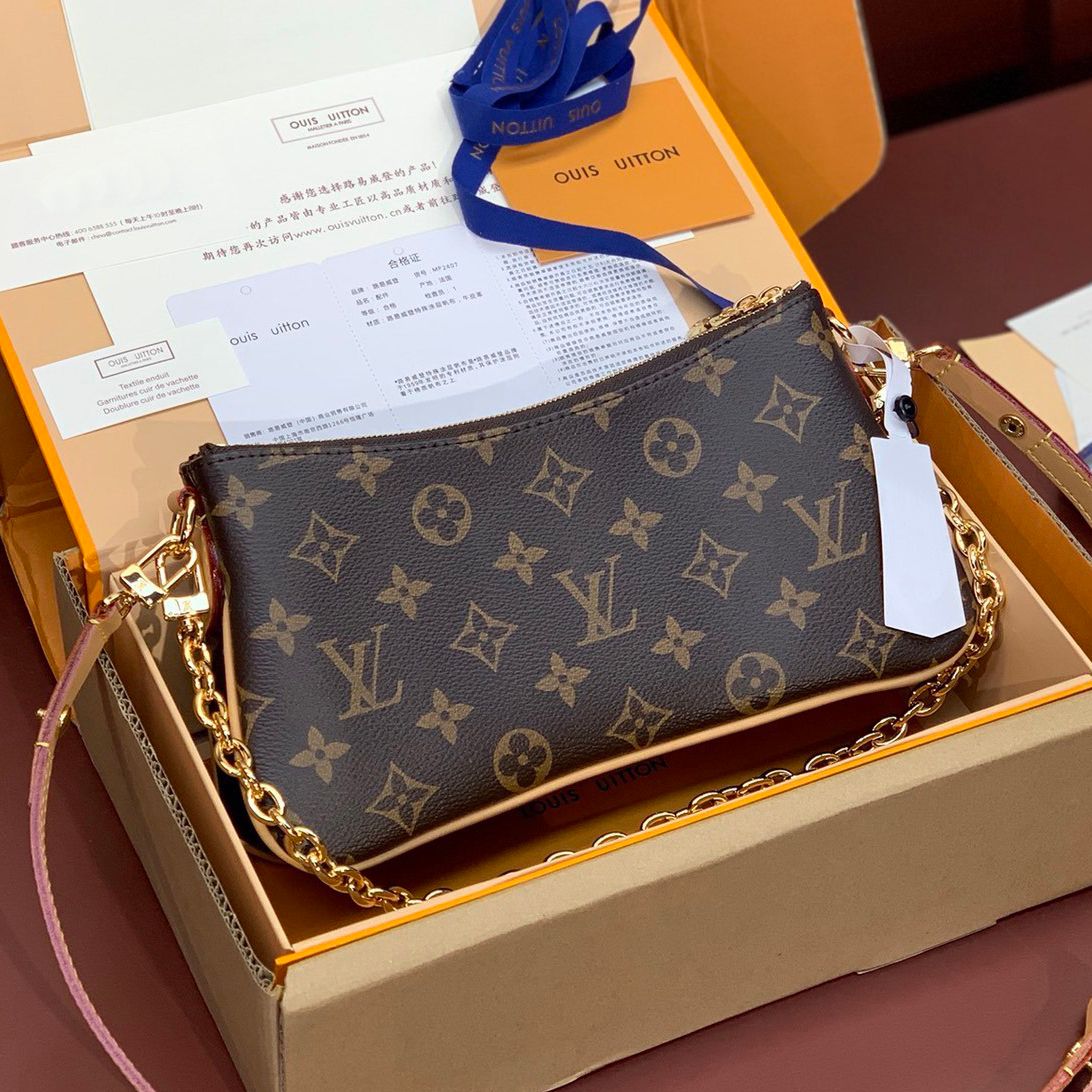 louis vittonbags 1:1 copy Designer Bag Fashion pochette Liv bag Shoulder bag luis vitons bags women Leather Embossed bag Old Flower Handbags Designer purse - 3 of 9