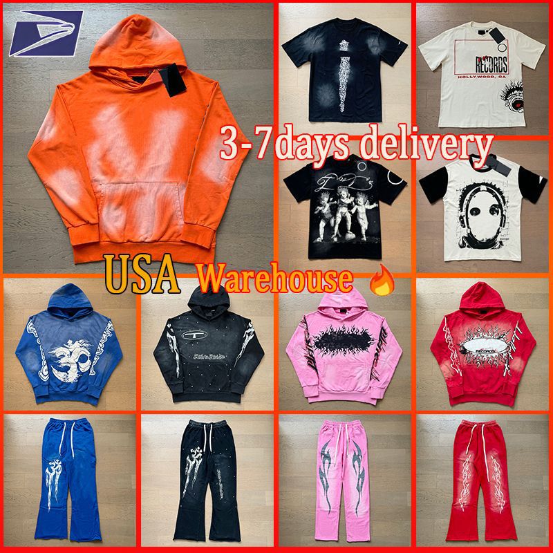 Designer t shirt men hoodie graphic tee for men womens hippie short sets Y2K vintage hoodies and pants streetwear washed classic men's clothing us size S-XL - 2 of 8