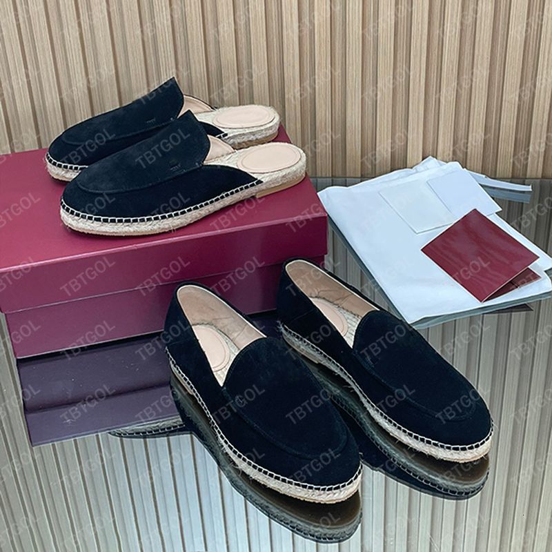 Trendy Women Loafer Slides Espadrille Mules Straw Woven Suede Leather Designer Casual Shoes 1034 - 3 of 8