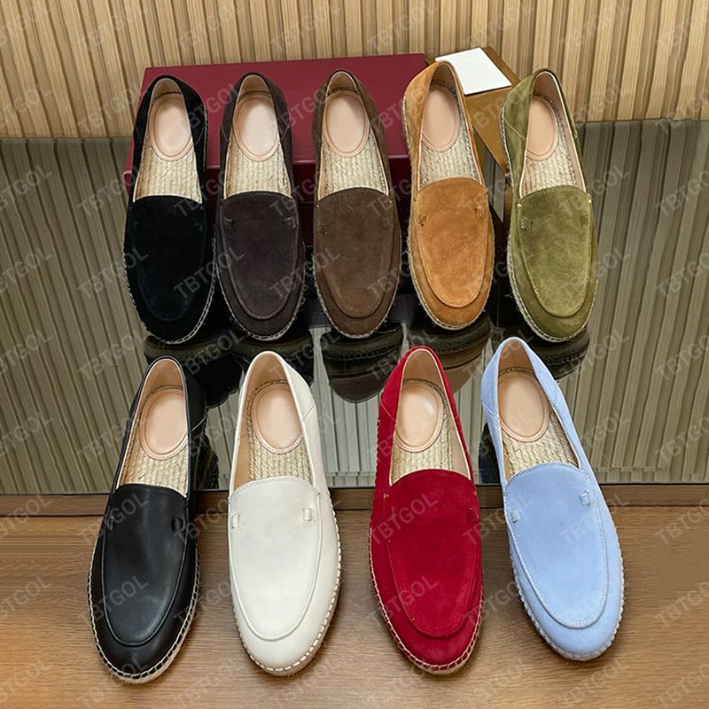 Trendy Women Loafer Slides Espadrille Mules Straw Woven Suede Leather Designer Casual Shoes 1034 - 5 of 8