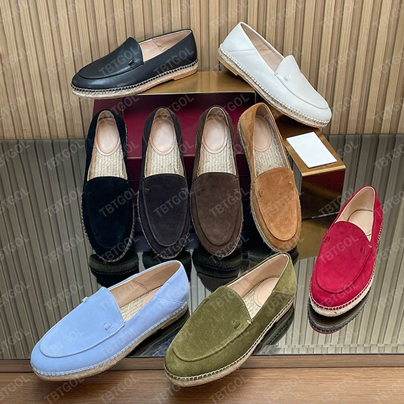 Trendy Women Loafer Slides Espadrille Mules Straw Woven Suede Leather Designer Casual Shoes 1034 - 2 of 8