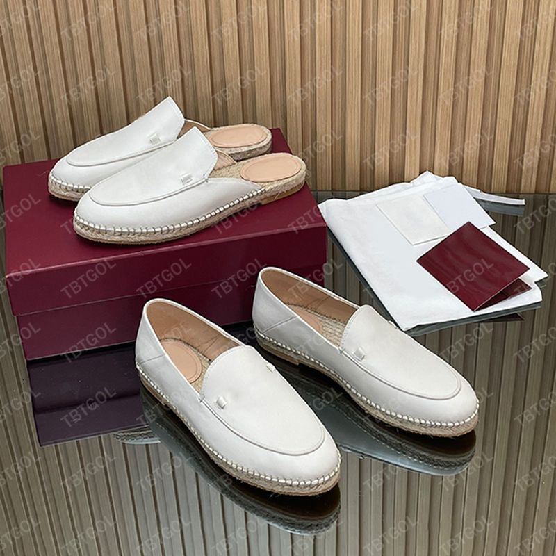Trendy Women Loafer Slides Espadrille Mules Straw Woven Suede Leather Designer Casual Shoes 1034 - 4 of 8