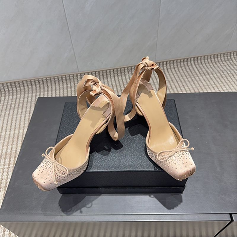 Designer Women Bow Crystal Dress Shoes High Heels Strappy Ballet Flats Party Fashion Show Red Silk Shoes Dance Shoes 1010 - 1 of 8
