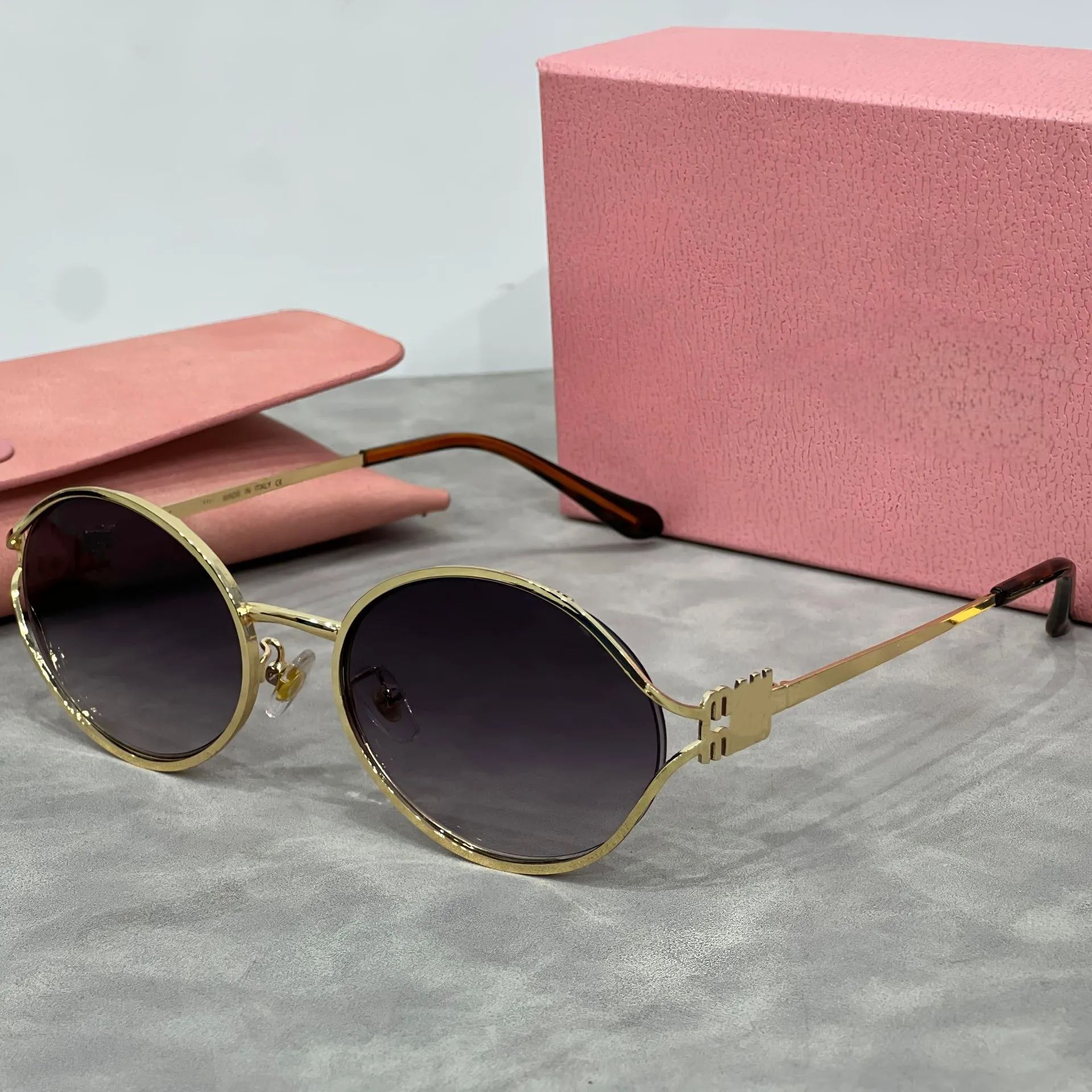MU Classic Sunglasses Women HOT Designer Fashion Retro Eyewear Outdoor Beach Leisure Style Goggles UV400 Anti-Ultraviolet Metal Oval Full Frame Random Box High - 4 of 5