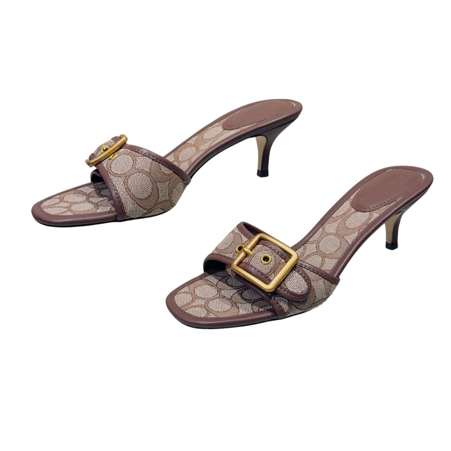 Designer Margot Sandals Women Kitten Heels C Beach Summer Luxury Denim Heel High Leather Slippers Fall Mules Pumps Cute Lady Low Heeled Size 35-42 - 2 of 8
