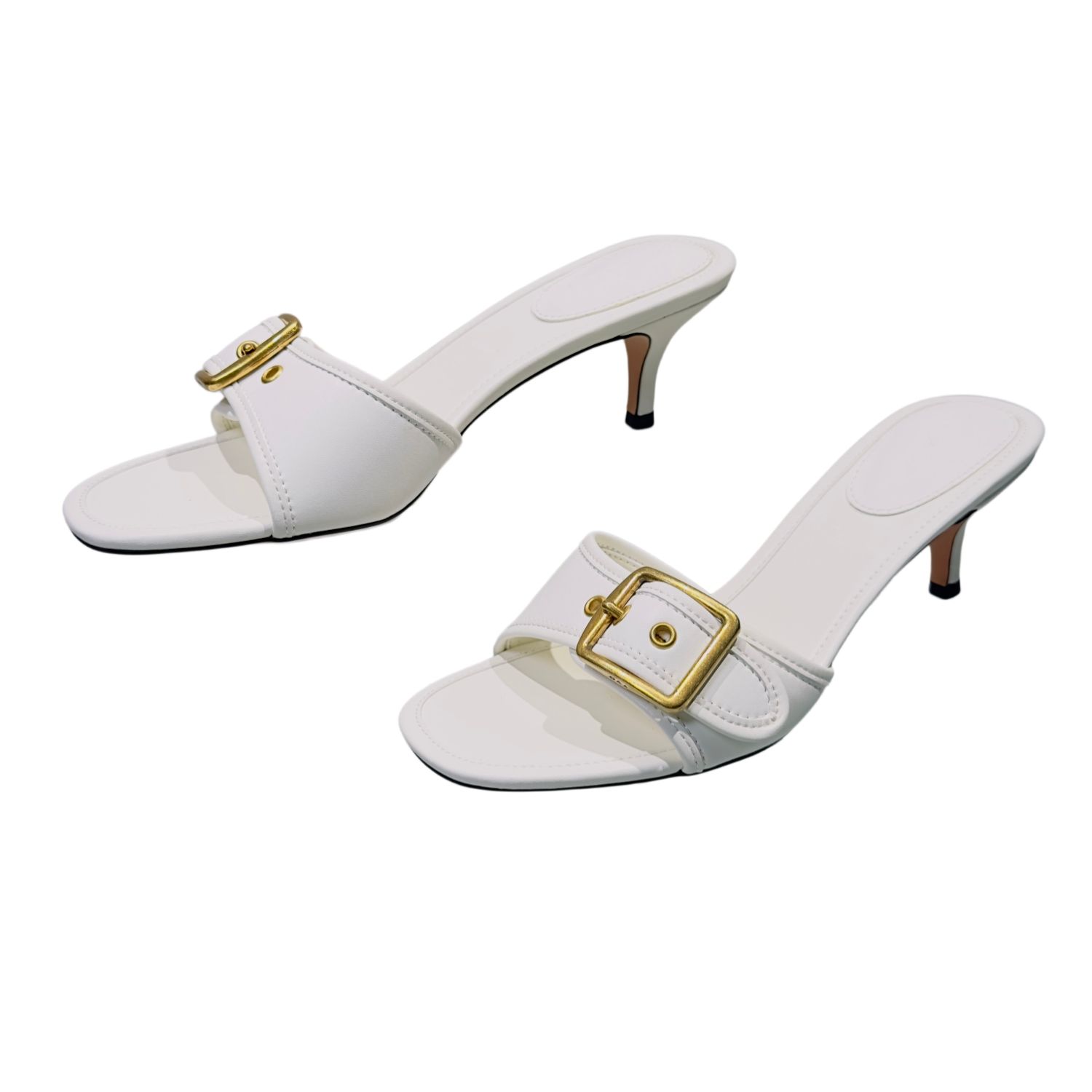 Designer Margot Sandals Women Kitten Heels C Beach Summer Luxury Denim Heel High Leather Slippers Fall Mules Pumps Cute Lady Low Heeled Size 35-42 - 6 of 8