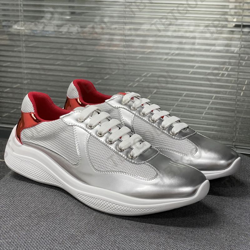 Luxury Sport Shoes Designer Men Americas Cup Yachting Sneakers Runner Flat Trainers Casual Shoes Patent Leather Black Blue Mesh Lace-Up Outdoor Shoes NO53 - 9 of 9