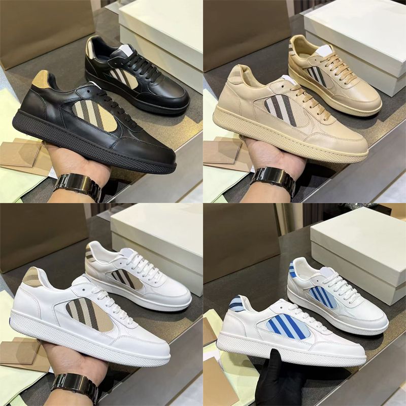 Designer Vintage Printed Check Leather Sneakers Woman Men Trainers Suede Casual Sho Two-tone Cotton Gabardine Flats Shoes Lettering Plaid Calfskin Canvas Shoes 288 - 7 of 8