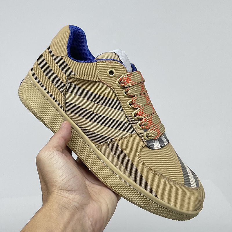 Designer Vintage Printed Check Leather Sneakers Woman Men Trainers Suede Casual Sho Two-tone Cotton Gabardine Flats Shoes Lettering Plaid Calfskin Canvas Shoes 288 - 3 of 8