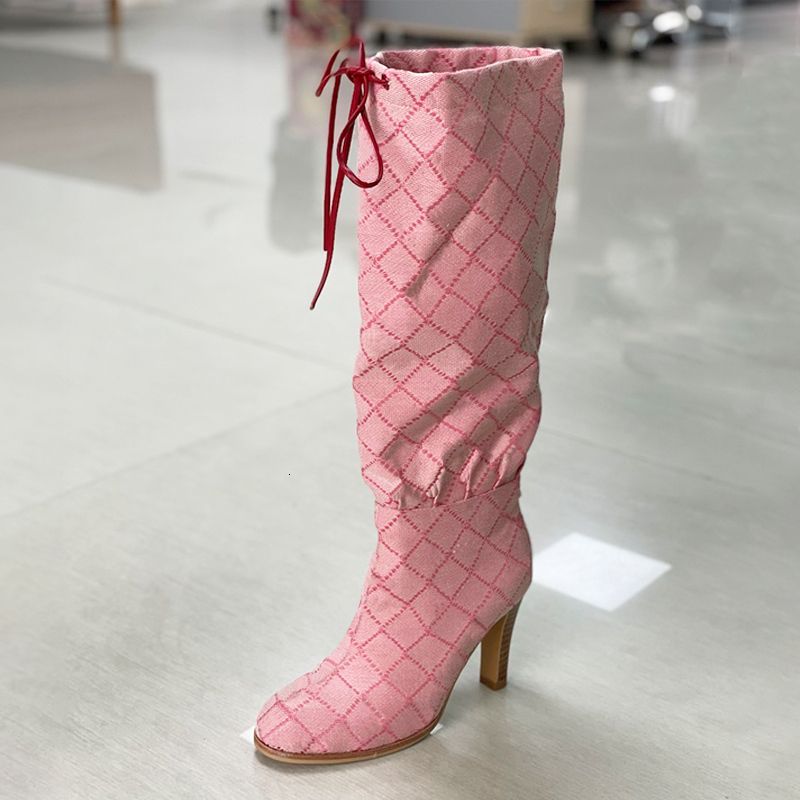 Over The Knee Boot Women Designer Boots Winter Sock Long Boot Adjustable Straps Canvas Zipper Laces Original Shoes Ladies Girls Sexy Knee High Boot 335 - 6 of 9