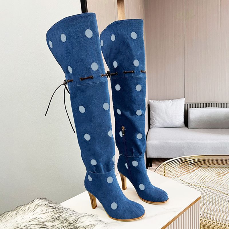 Over The Knee Boot Women Designer Boots Winter Sock Long Boot Adjustable Straps Canvas Zipper Laces Original Shoes Ladies Girls Sexy Knee High Boot 335 - 9 of 9