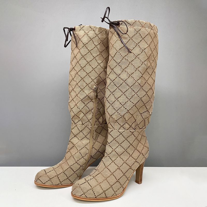 Over The Knee Boot Women Designer Boots Winter Sock Long Boot Adjustable Straps Canvas Zipper Laces Original Shoes Ladies Girls Sexy Knee High Boot 335 - 4 of 9