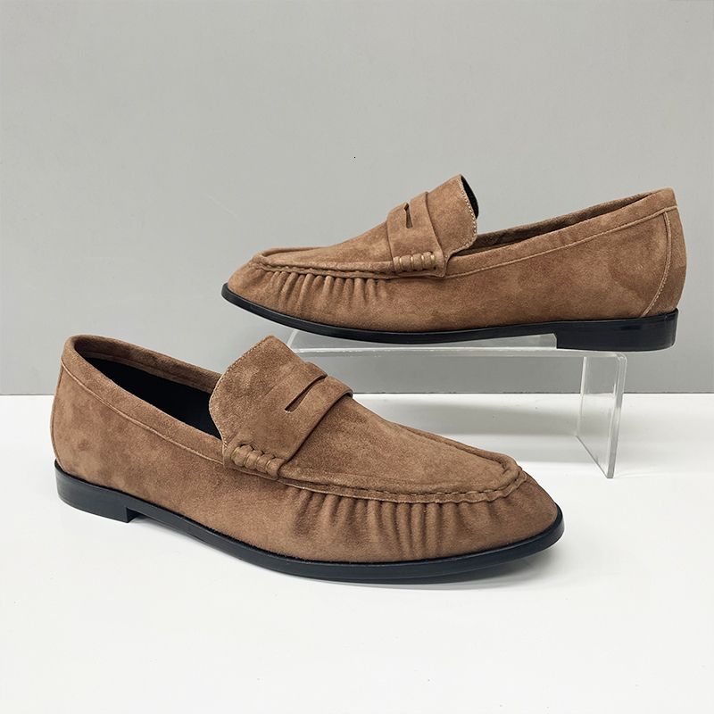 Top Designer Pleated Penny Loafers For Men Women EU47 Genuine Leather Le Loafer Mules Slippers Creased Suede Flat Shoes Slip On Dress Shoes 1137 - 6 of 8