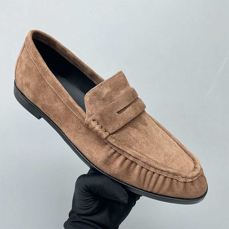 Top Designer Pleated Penny Loafers For Men Women EU47 Genuine Leather Le Loafer Mules Slippers Creased Suede Flat Shoes Slip On Dress Shoes 1137 - 7 of 8