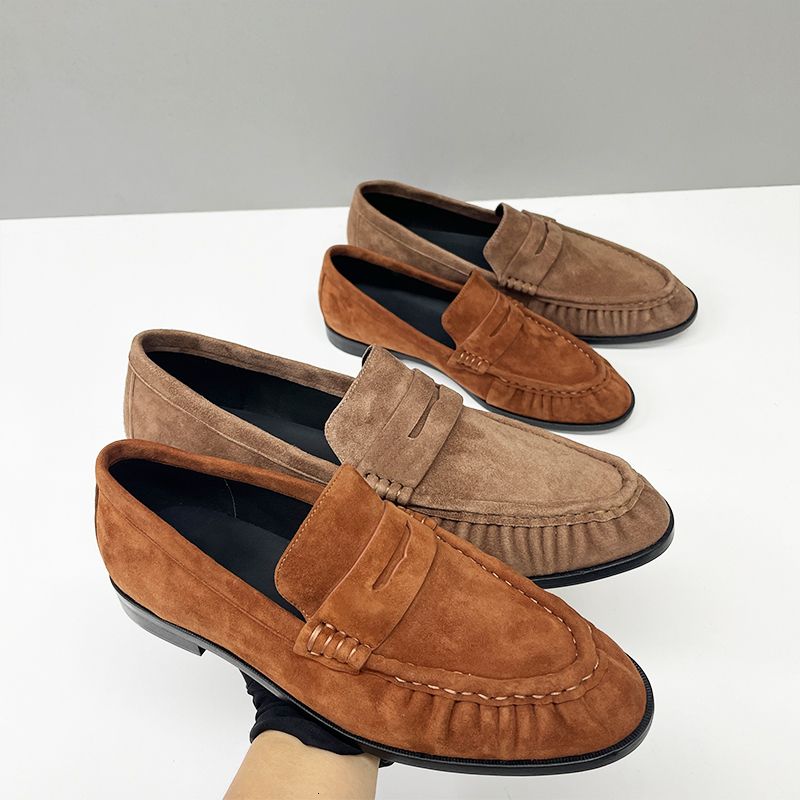 Top Designer Pleated Penny Loafers For Men Women EU47 Genuine Leather Le Loafer Mules Slippers Creased Suede Flat Shoes Slip On Dress Shoes 1137 - 5 of 8