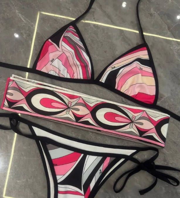 Women's Retro Geometric Abstract Print Swimwear Beach Vacation Bathing Suit Stretchy Quick-Dry Swimsuit - 6 of 9