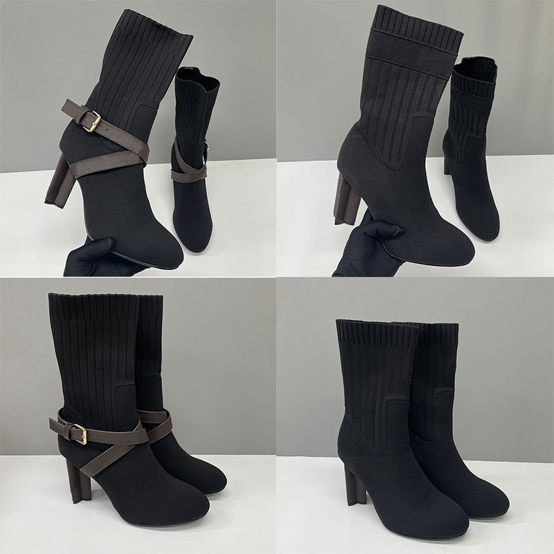 Designer Women Sock Boots Silhouette Ankle Boot Black Martin Booties Stretch High Heel Boots Over The Knee Boots Winter Canvas Cowboy Boots Thick Letter Shoes 50 - 1 of 8