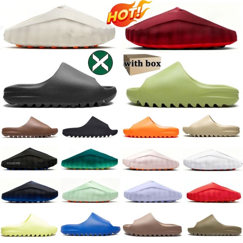 Free Shipping Designer slides for men slippers 001 onyx Bone Azure Flax Pure Ochre glow green Resin Soot womens sandals solid slide slipper sandal - 2 of 9