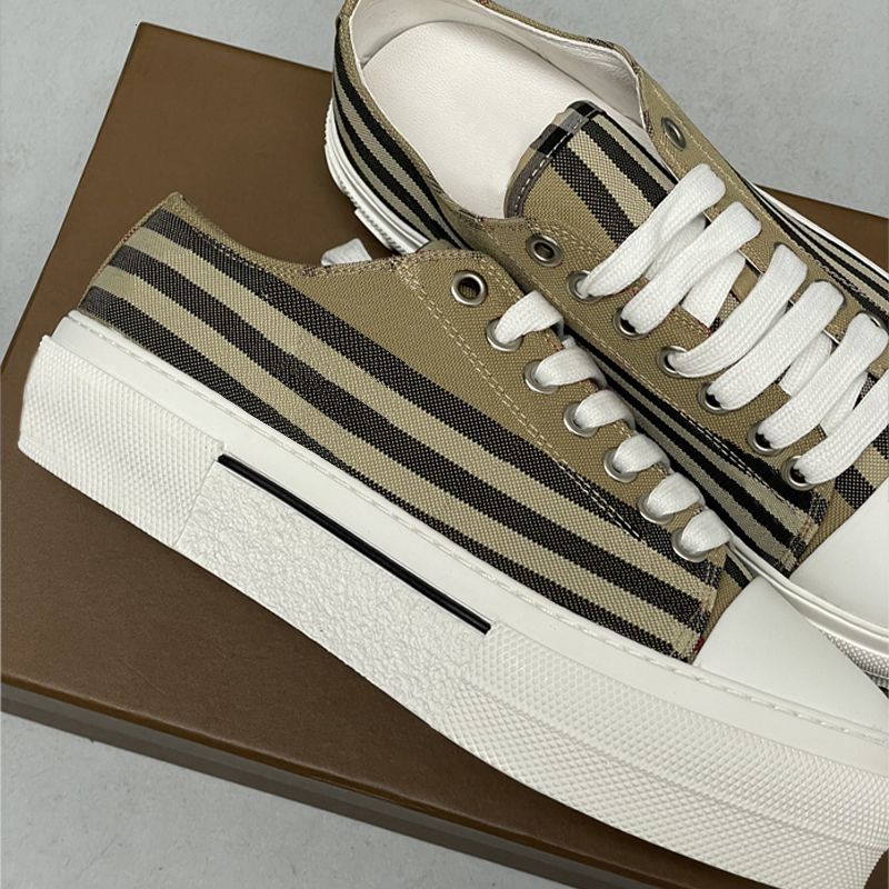 Designer Vintage Printed Check Leather Sneakers Woman Men Trainers Suede Casual Sho Two-tone Cotton Gabardine Flats Shoes Lettering Plaid Calfskin Canvas Shoes 288 - 4 of 8