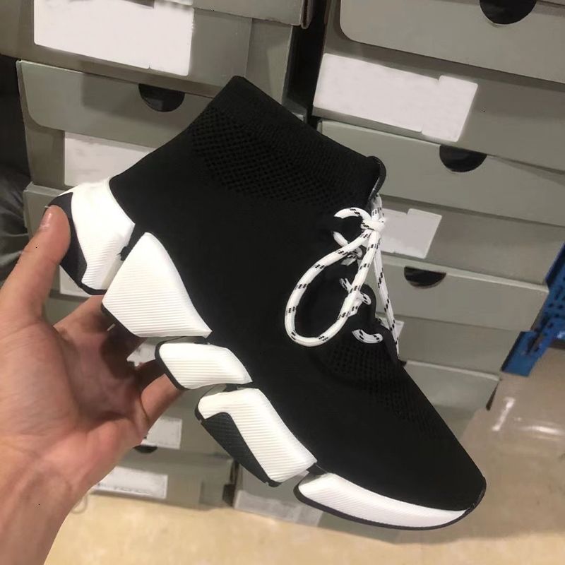 26S Hot Knit Sock Platform Sneakers Casual Sports Trainers 1.0 2.0 3.0 Lace-up Boots Luxury Unisex Glitter Runners Graffiti Outdoor Walking Shoes NO017 - 8 of 8