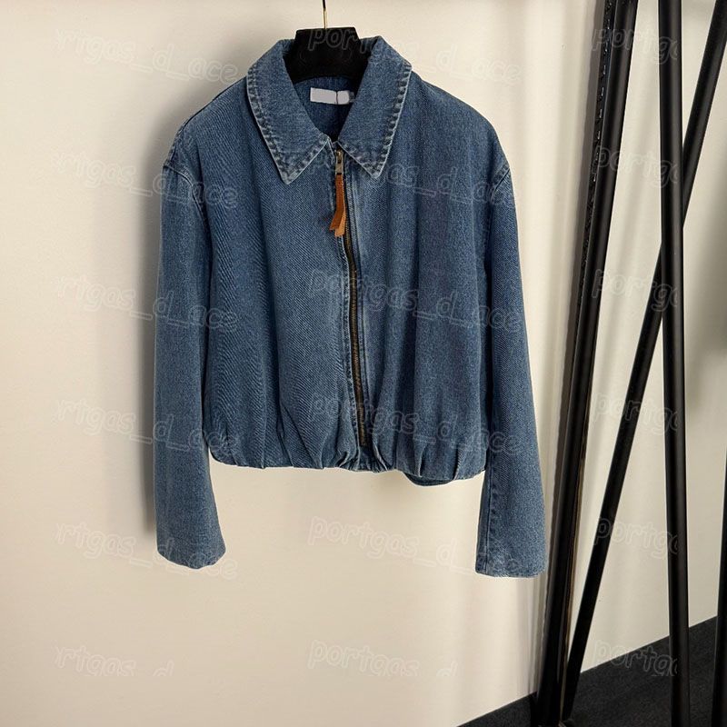 Luxury Zipper Draped Jacket For Women Designer Denim Trucker Coat Long Sleeve Pu Leather Jacket Spring Autumn Elegant Pants Tees - 8 of 8