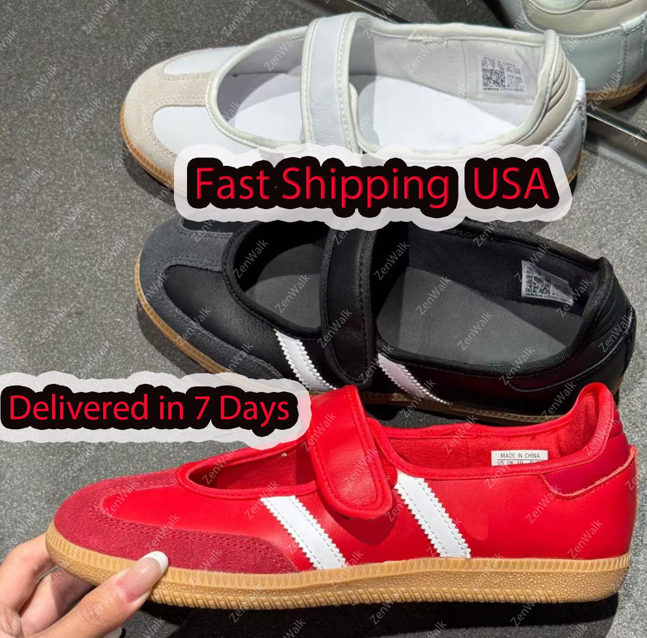 sambass Jane casual shoes Designer Mary shoes Earth Strata Gum Jane sneakers classic black white color scheme comfortable versatile German training shoes - 2 of 9