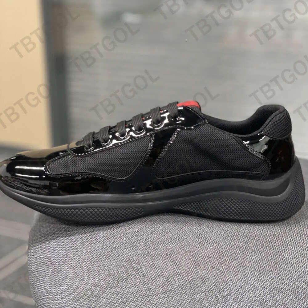 Designer Men Trainers Americas Cup Xl Leather Sneakers Black Patent Leather Flat Trainers Black Mesh Lace-up Women Casual Shoes Outdoor Runner Shoe 53 - 7 of 9