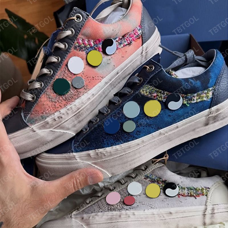 Pink Blue Eu45 New Luxury Canvas Walking Shoes Sneakers For Men Women Pearl Trainers Vintage Sports Casual Shoes Lace-Up Shoe 1083 - 3 of 8