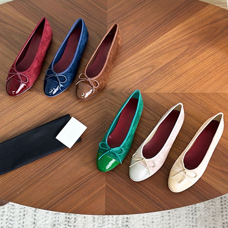 Designer Suede Ballet Flats Women Velvet Loafers Bow Mesh Sandals Dinner Dress Shoes Girls Boat Shoes 891 - 2 of 8