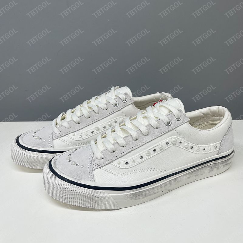 Pink Blue Eu45 New Luxury Canvas Walking Shoes Sneakers For Men Women Pearl Trainers Vintage Sports Casual Shoes Lace-Up Shoe 1083 - 6 of 8