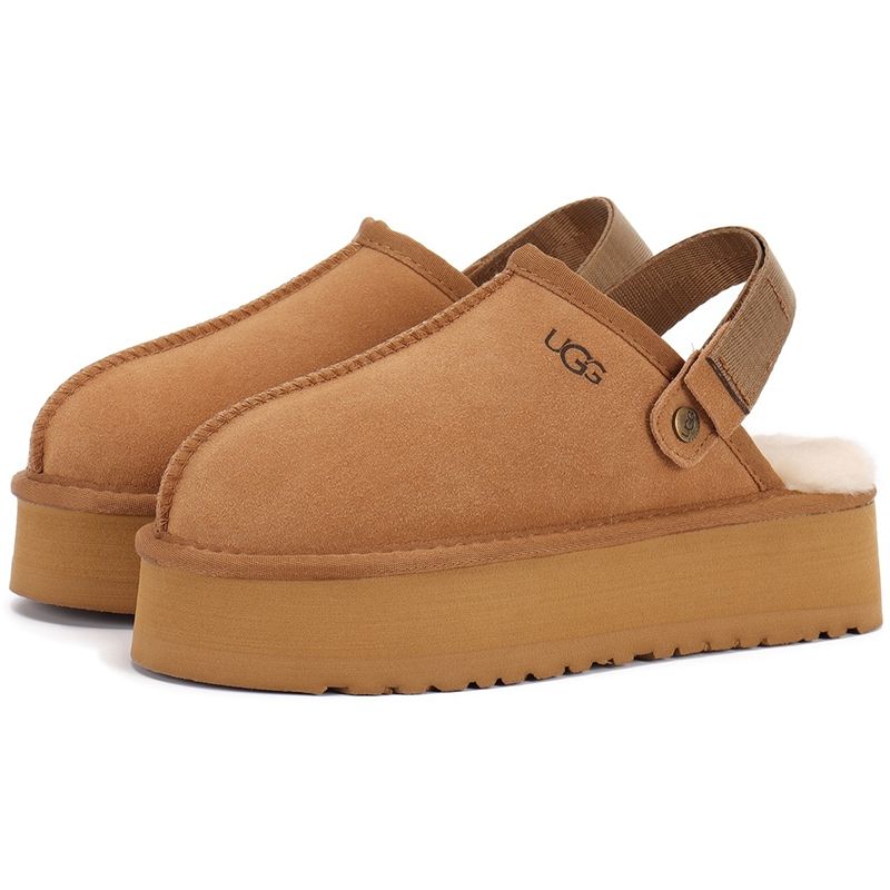 UGG Women's Goldenstar Platform Slippers Adjustable Strap Back Band Suede Shearling Lined Slip On Winter Outdoor Mule Slides Multiple colors - 6 of 8