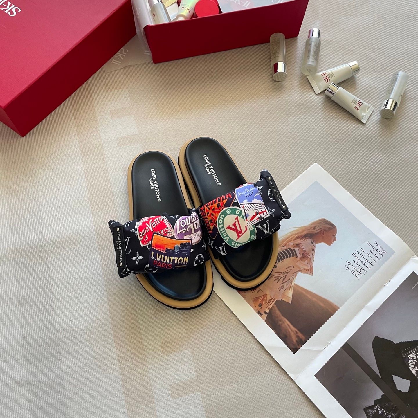 Louis Vuitton X Takashi Murakami Character Sandal Slide Sandals For Women Non Slip Thick Sole Cute Casual Beach Vacation Summer Slippers Multiple colors - 4 of 8