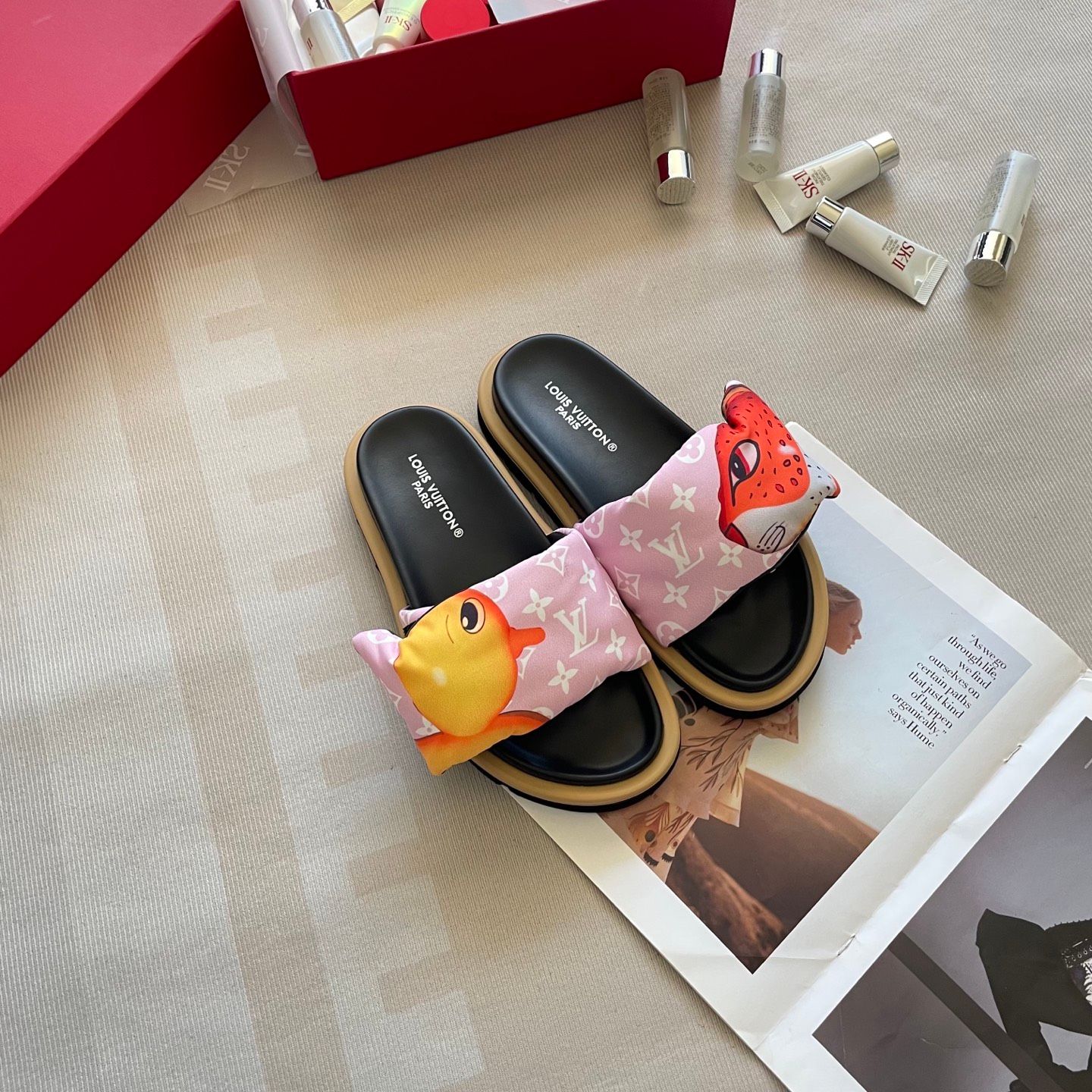 Louis Vuitton X Takashi Murakami Character Sandal Slide Sandals For Women Non Slip Thick Sole Cute Casual Beach Vacation Summer Slippers Multiple colors - 8 of 8