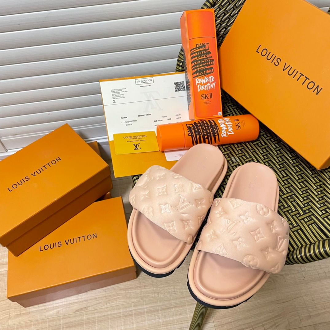 Louis Vuitton Pillow Flat Comfort Sandal Strap Platform Slide Sandals For Women Thick Non Slip Sole Casual Beach Vacation Summer Slippers Multiple colors - 3 of 8