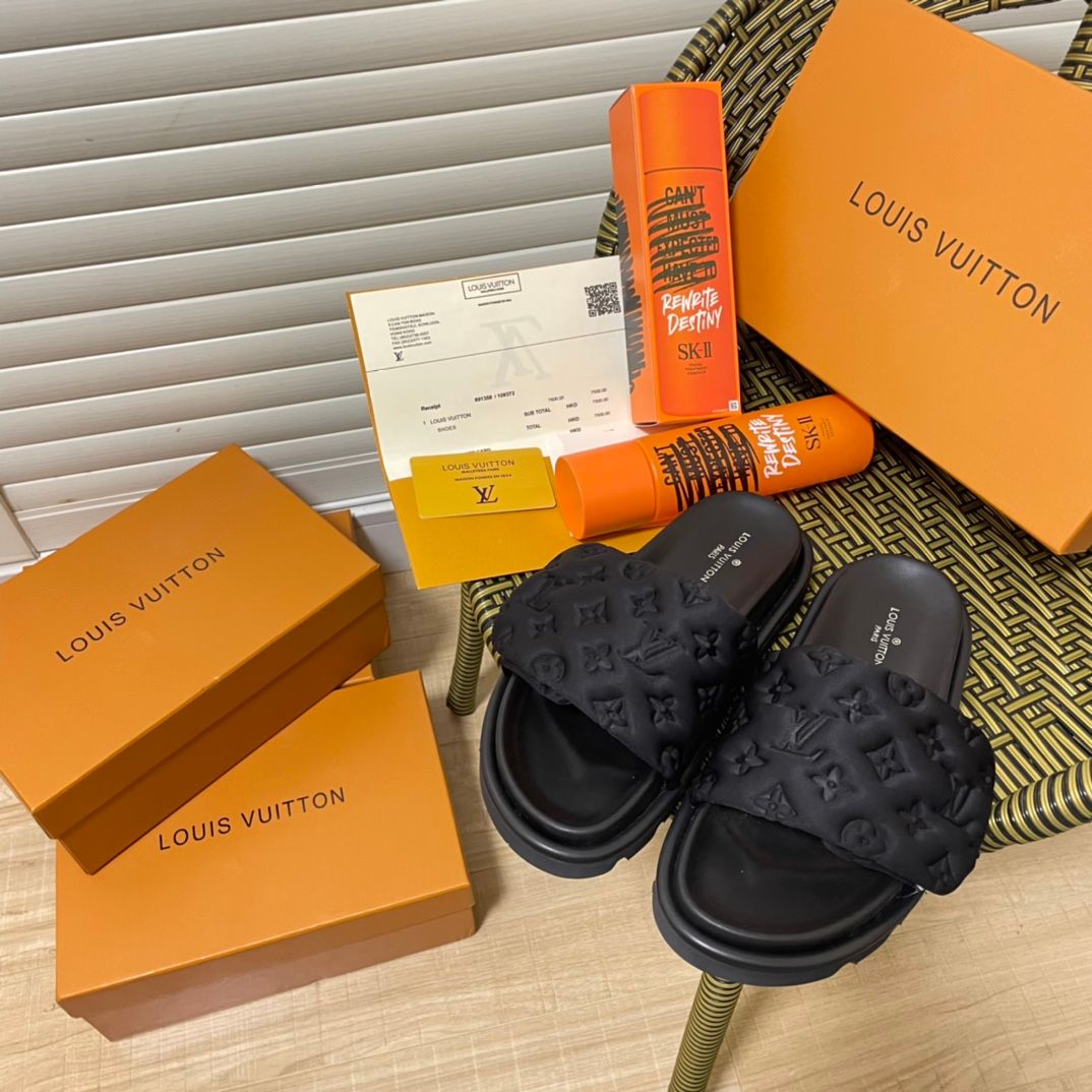 Louis Vuitton Pillow Flat Comfort Sandal Strap Platform Slide Sandals For Women Thick Non Slip Sole Casual Beach Vacation Summer Slippers Multiple colors - 8 of 8