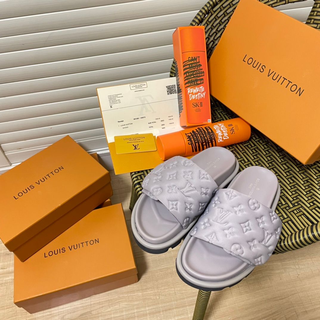 Louis Vuitton Pillow Flat Comfort Sandal Strap Platform Slide Sandals For Women Thick Non Slip Sole Casual Beach Vacation Summer Slippers Multiple colors - 6 of 8