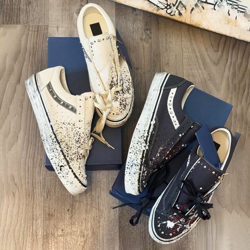 Free Shipping Designer Classic Pearlized Canvas Shoes Men Sneakers Women Old Skools Shoes Pearl Retro Skate Flats Scarpe Plate-forme Trainers Casual Shoes 1083 - 5 of 9