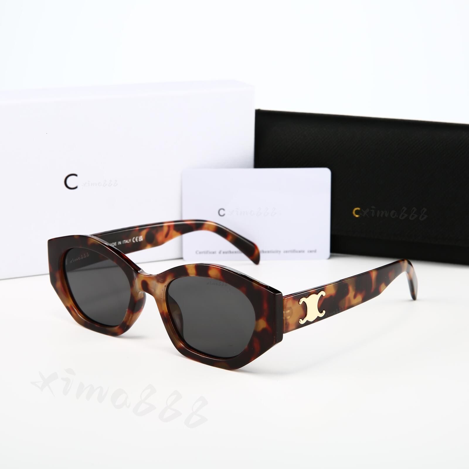 Designer Sunglasses Black Acetate Frame Dark Gray Lens Sunglasses For Women UV400 Nylon Lenses Polished Metal Luxury Sunglasses Oval Cat Eye Glasses - 5 of 9