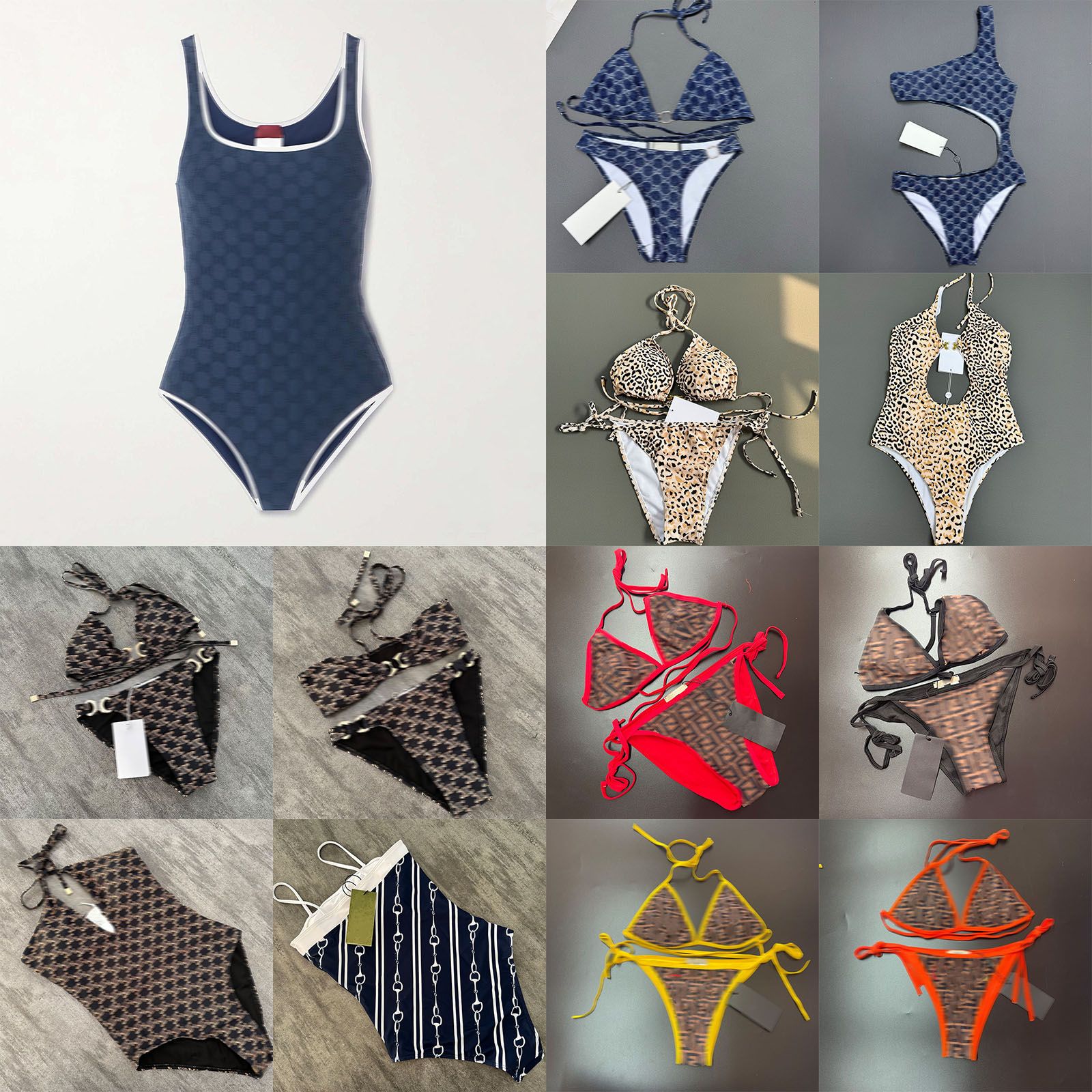 Designer Women's Bikini Swimwear Full Rhinestone Letter Swimsuit Summer Beach Vacation Luxury One Piece Swim suit Womens Sexy Slim Bikini Set - 2 of 8