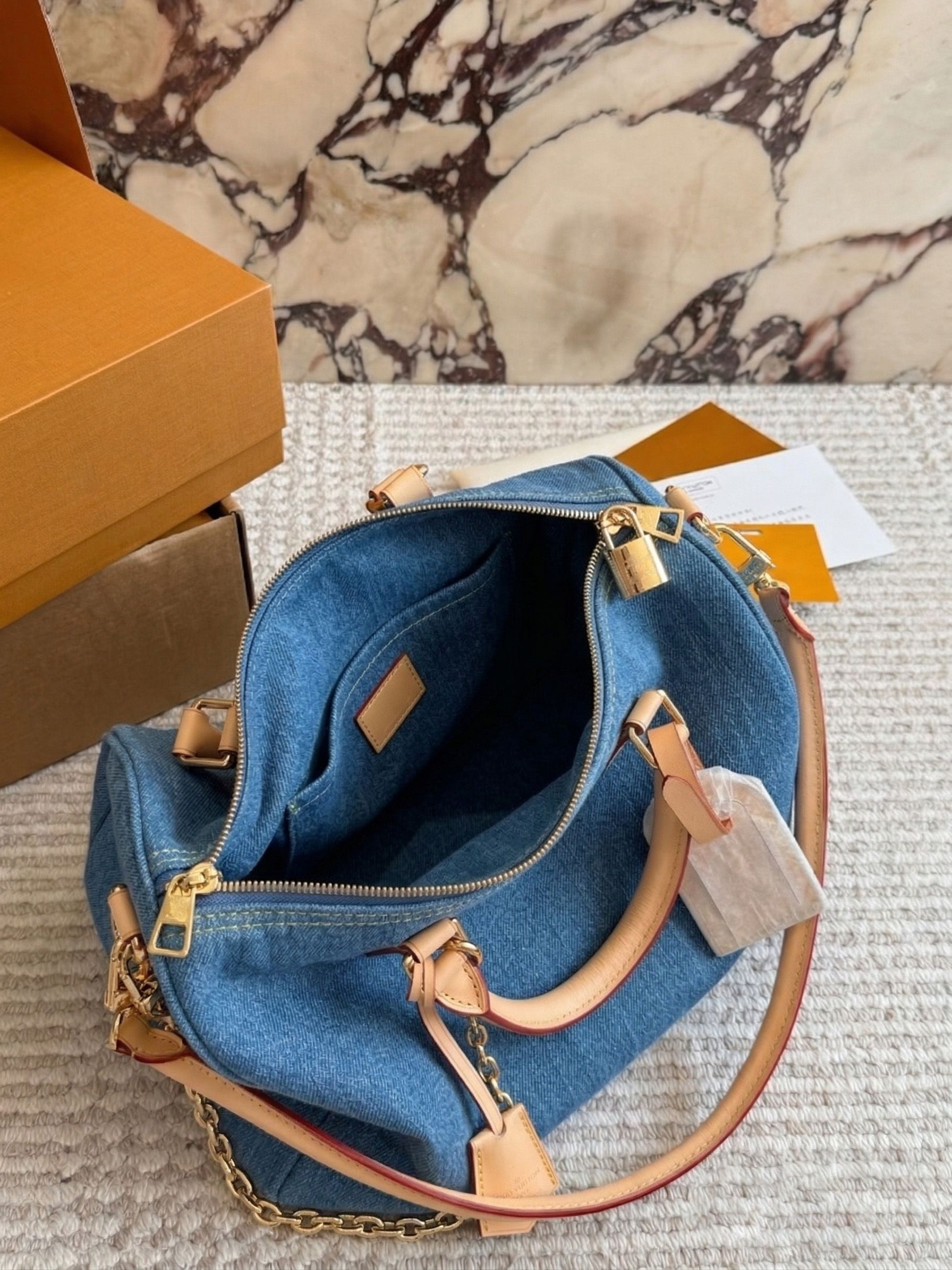 Women's Designer-Style Boston Duffle Bag Genuine Leather Classic Pattern Canvas Shoulder Bag Vintage Boston Crossbody Handbags Tote Fashion Purse Travel Bag PRPU - 7 of 8