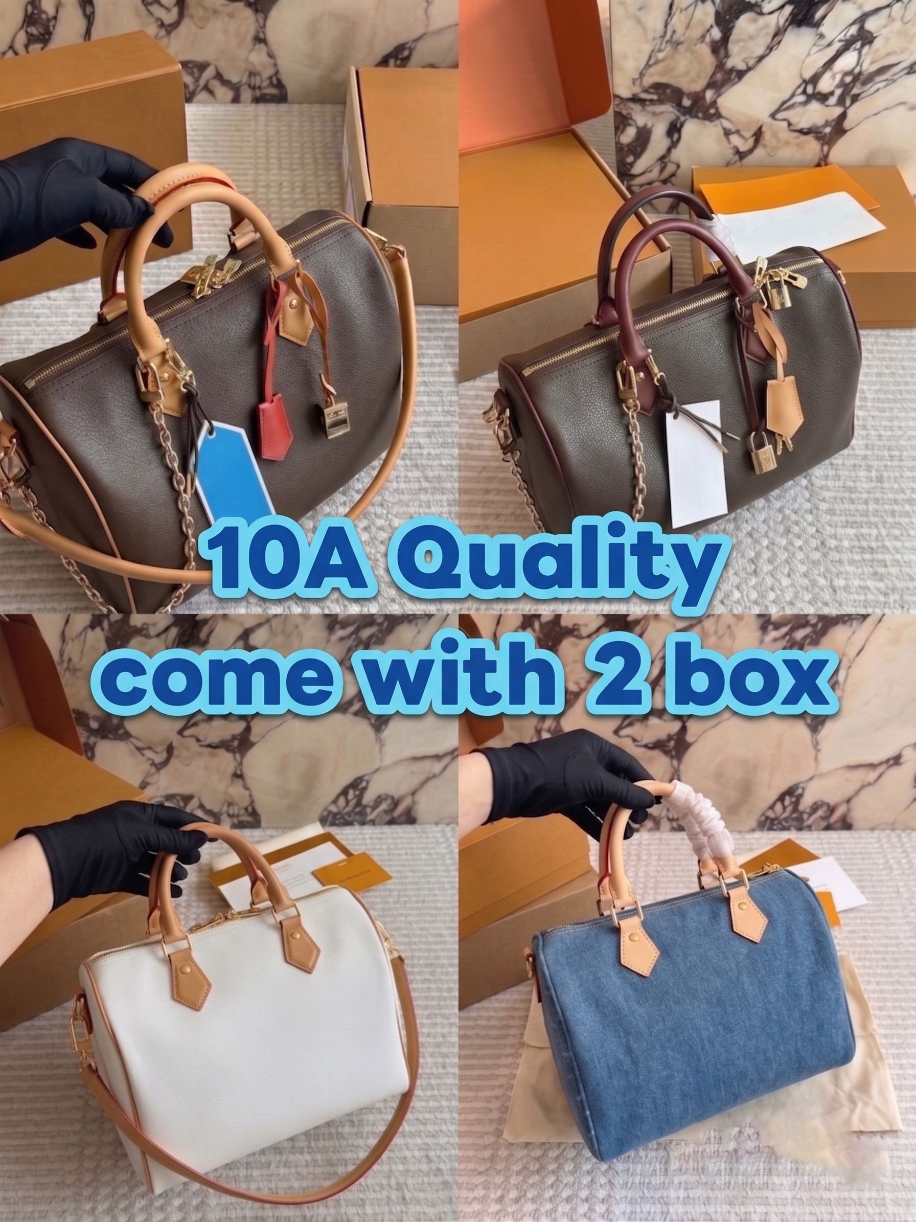 Premium Grade Womens Boston Duffle Bag Genuine Leather Classic Pattern Canvas Shoulder Bag Vintage Boston Crossbody Handbags Tote Fashion Purse Travel Bag PRPU - 1 of 8