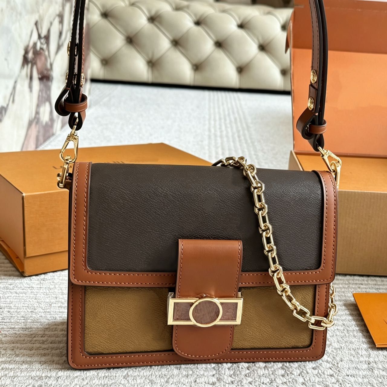 Vintage Designer Bags For Women Luxury Crossbody Handbags Totes Classic Metal Corner Shoulder Purses Retro Box Bag Fashion Messenger Bag With Box Womans Purse PRPU - 7 of 8