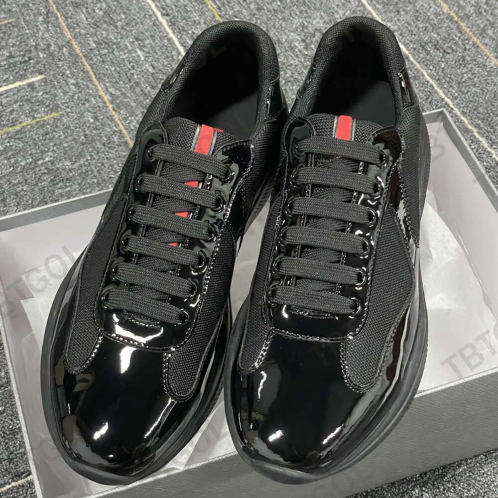 Men Women Patent Leather Black Mesh Lace Up Casual Sneakers Flat Outdoor Sports Running Trainers Shoes Big Size 49 With Box NO53 - 9 of 9